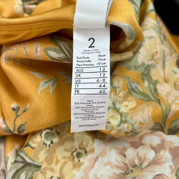 NWOT Zimmermann Amelie Bow Swimsuit One Shoulder Amber Floral Size 2 - Picture 12 of 13